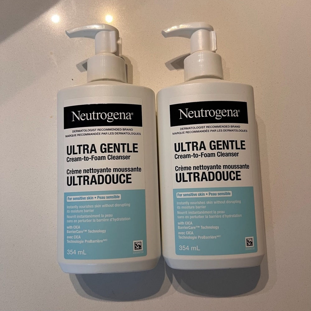 NEW lot of 2 Neutrogena Ultra Gentle Cream-To-Foam Cleanser 354ml skincare